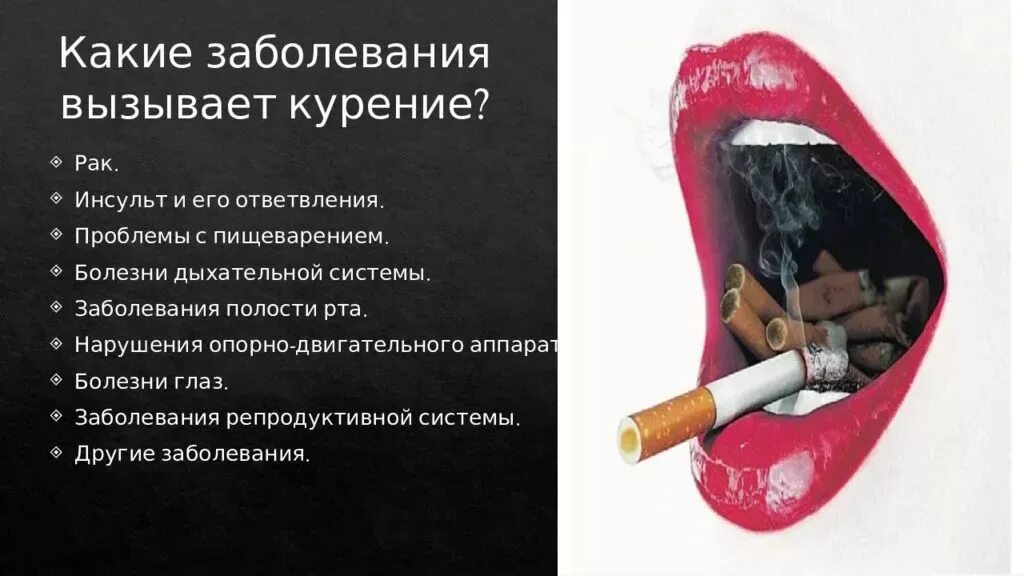 Запах сигарет в носу. Курить вредно. Болезни вызванные курением. Табакокурение и его последствия.