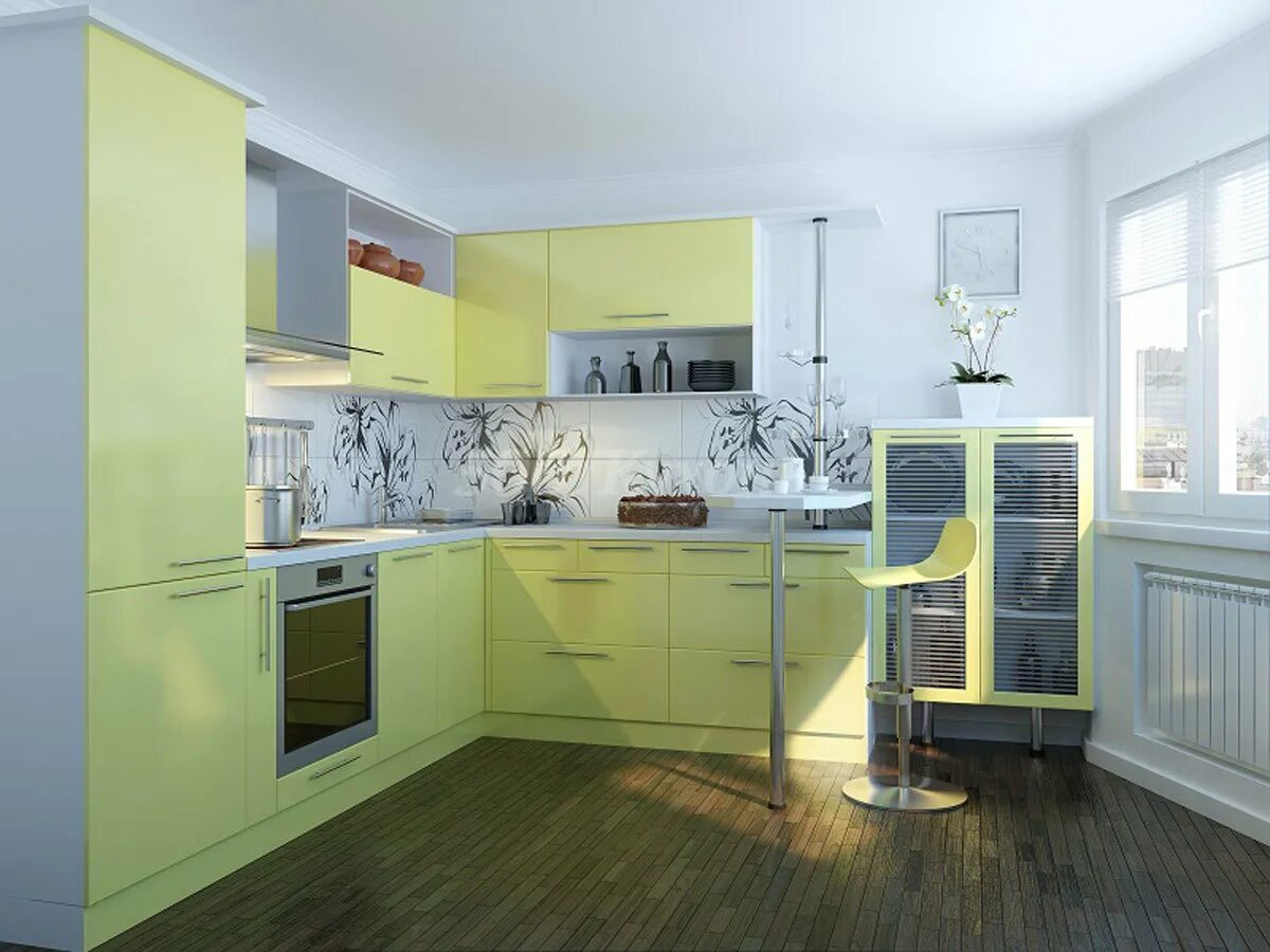 Кухня в желтом цвете. Кухня в желто зеленых тонах. Желтый кухонный гарнитур. Кухня лимонного цвета.