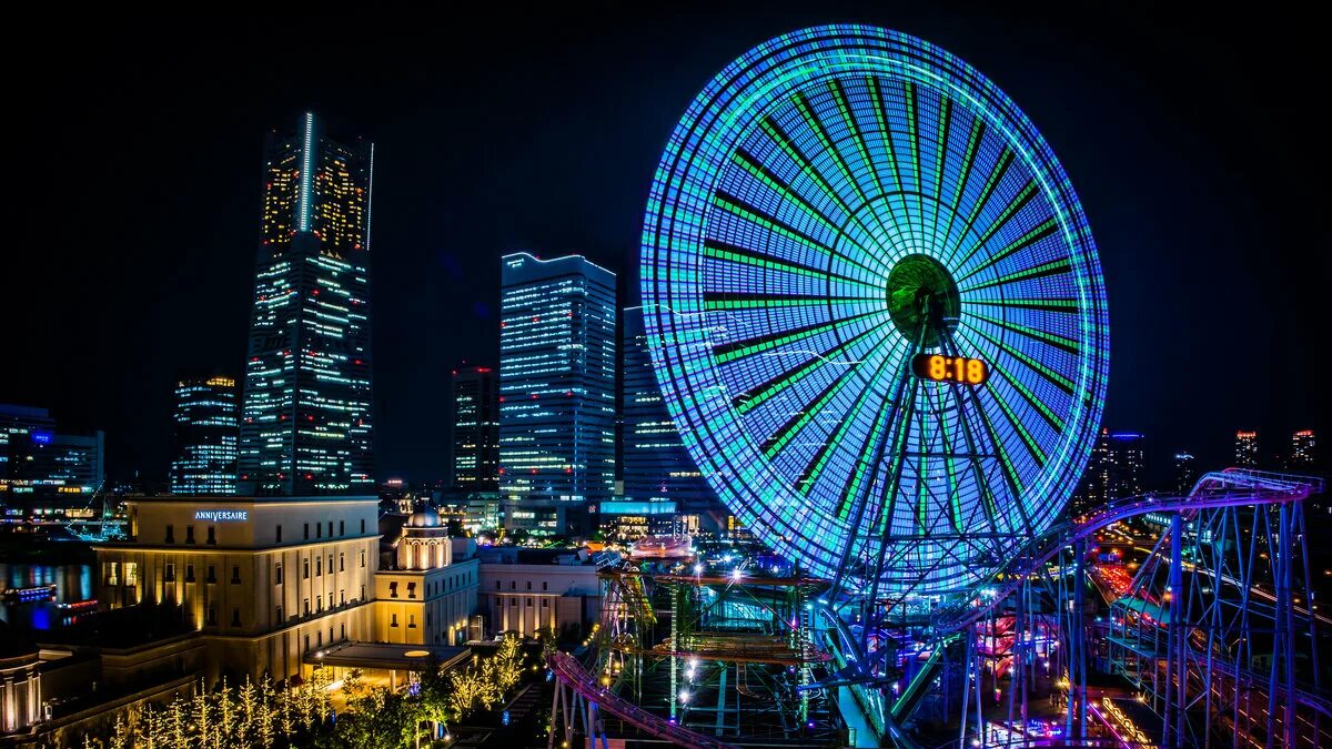 Развлечения в японии. Йокогама город в Японии. Токио Йокогама. Йокогама колесо обозрения. Парк Йокогама Япония.