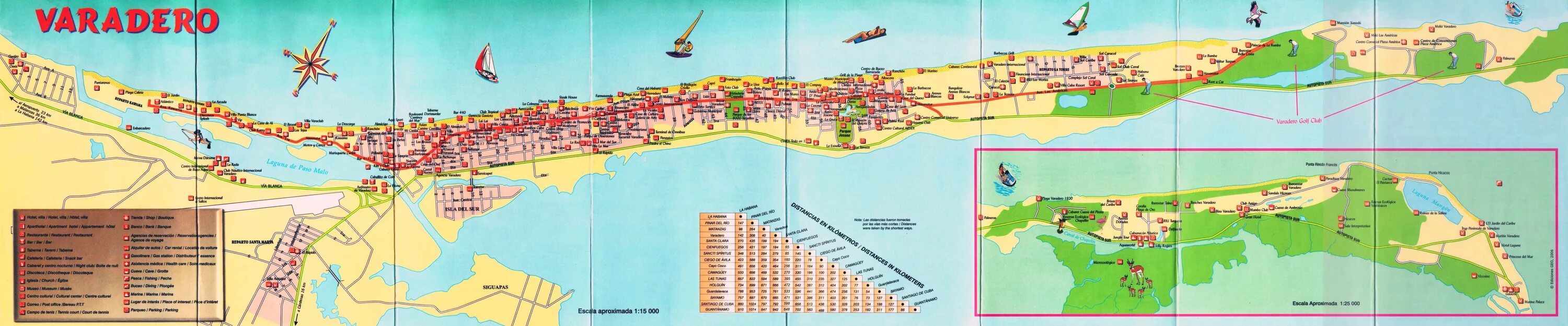 Карта отелей варадеро куба. Подробная карта Варадеро Куба. Достопримечательности Варадеро на карте на русском. Карта Варадеро Куба на русском языке.