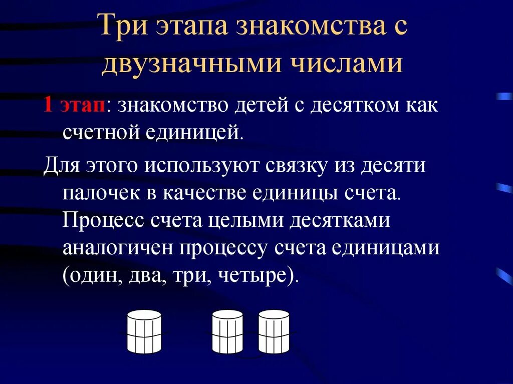 Задачи этапа ознакомления. Этапы изучения чисел первого десятка. Методы изучения двузначных чисел. Ознакомление с двузначными числами конспект. Познакомить с новой Счетной единицей – десятком с дошкольниками.