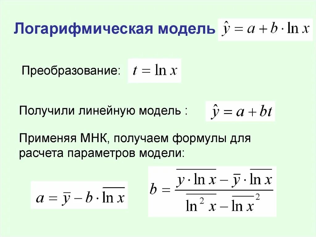 Уравнение нелинейной регрессии. Логарифмическая нелинейная регрессия. Интерпретация коэффициентов логарифмической регрессии. Логарифмическая регрессионная модель. Логарифмическое уравнение регрессии.