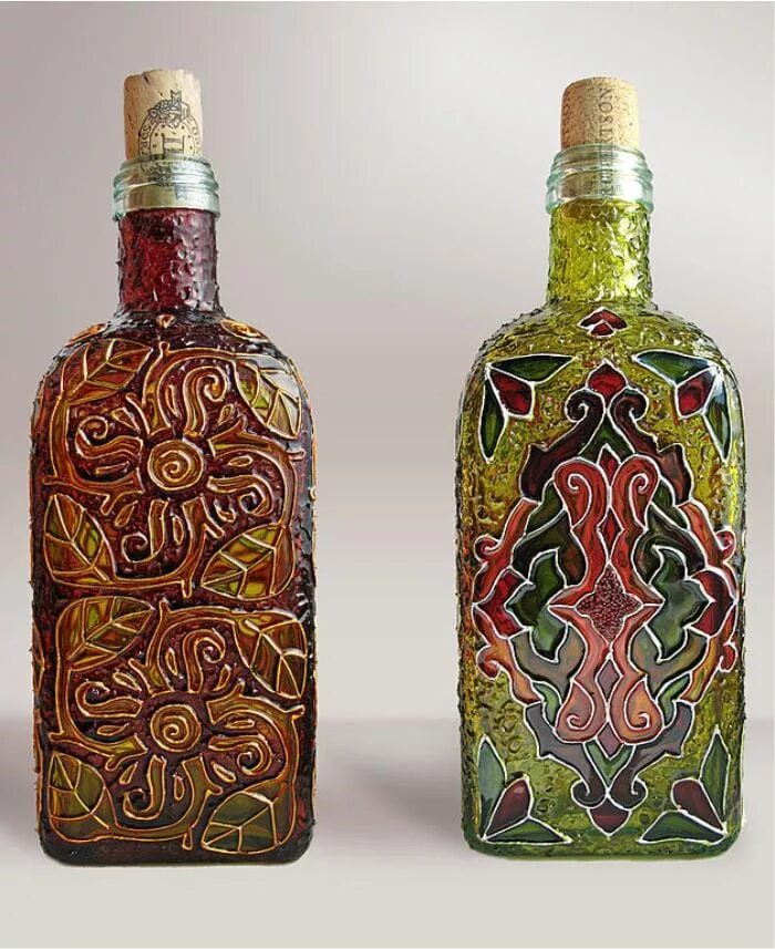 Бутылки витражными красками