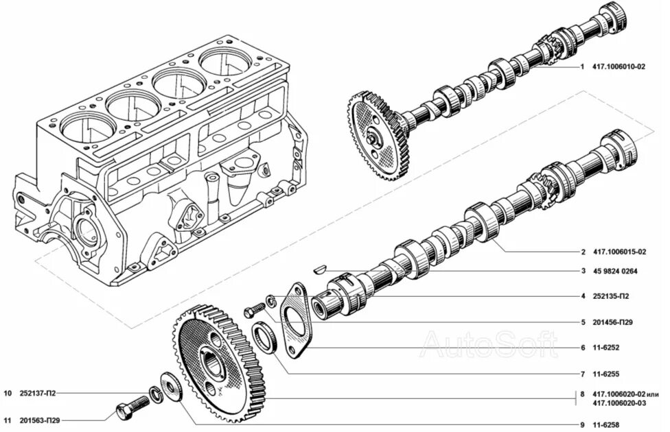 Вал коленчатый, поршни и шатуны двигателя ЗМЗ-4062.10 ГАЗ-3110 (Чертеж № 30: спи