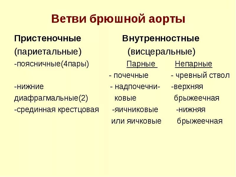 Париетальные ветви брюшной части аорты. Ветви брюшной части аорты анатомия. Внутренностные ветви брюшной аорты. Чревный ствол и брыжеечные артерии. Висцеральные ветви брюшной.