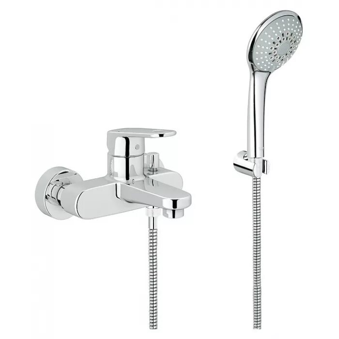 Grohe Europlus 33547002. Смеситель для ванны Грое с душем. 33547002 Europlus II смеситель однорычажный для ванны с душевым гарнитуром. Смеситель Грох Eurostyle.