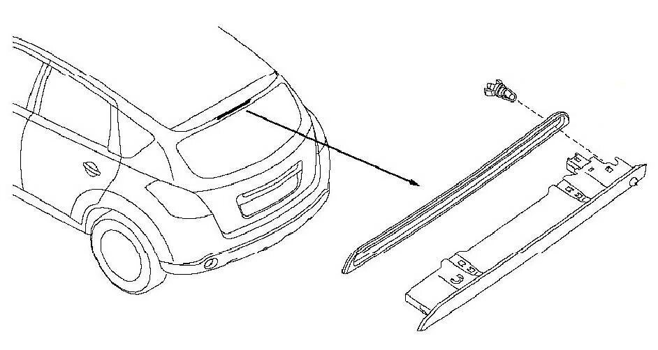 Стоп сигнал ниссан кашкай j10. Верхний стоп сигнал Qashqai j10. Стоп сигнал Nissan Qashqai j10. Дополнительный стоп сигнал Ниссан Кашкай j10. 26590jd00a.
