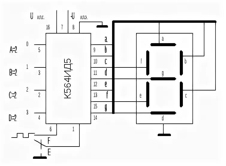 Дешифратор индикатор. Схема семисегментного дешифратора. Дешифратор кр514ид2 схема включения. Схема дешифратора для семисегментного индикатора. 564ид4 схема включения.