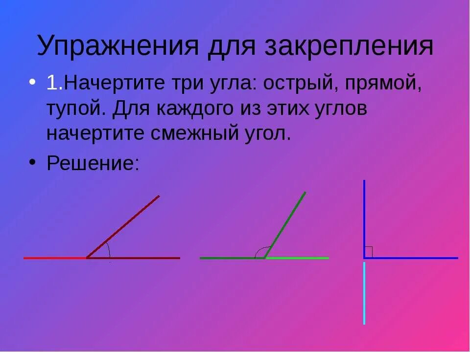 Определение острого прямого тупого угла