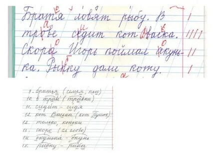 Я пишу диктант в тетрадь