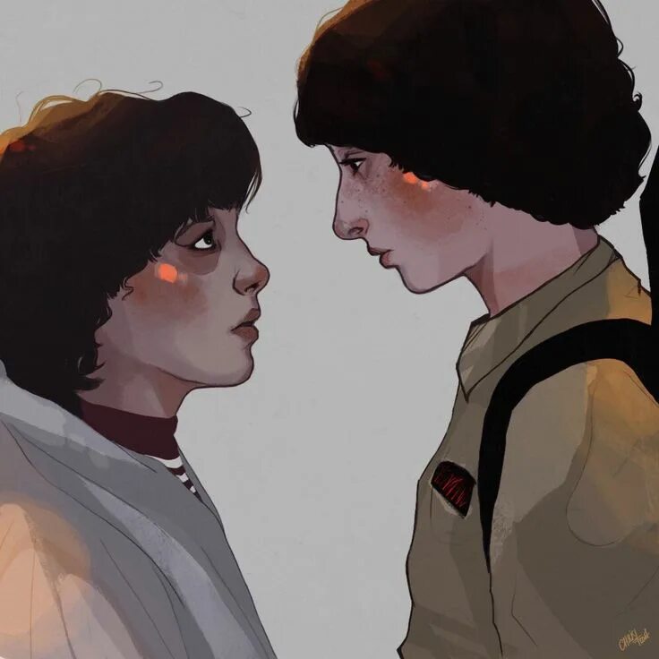 Stranger things Art. Eleven and Mike. El and Mike Arts.