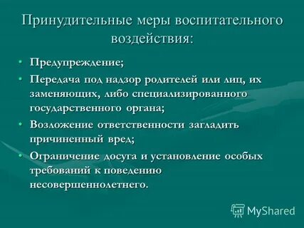 Меры принудительного воздействия на правонарушителей