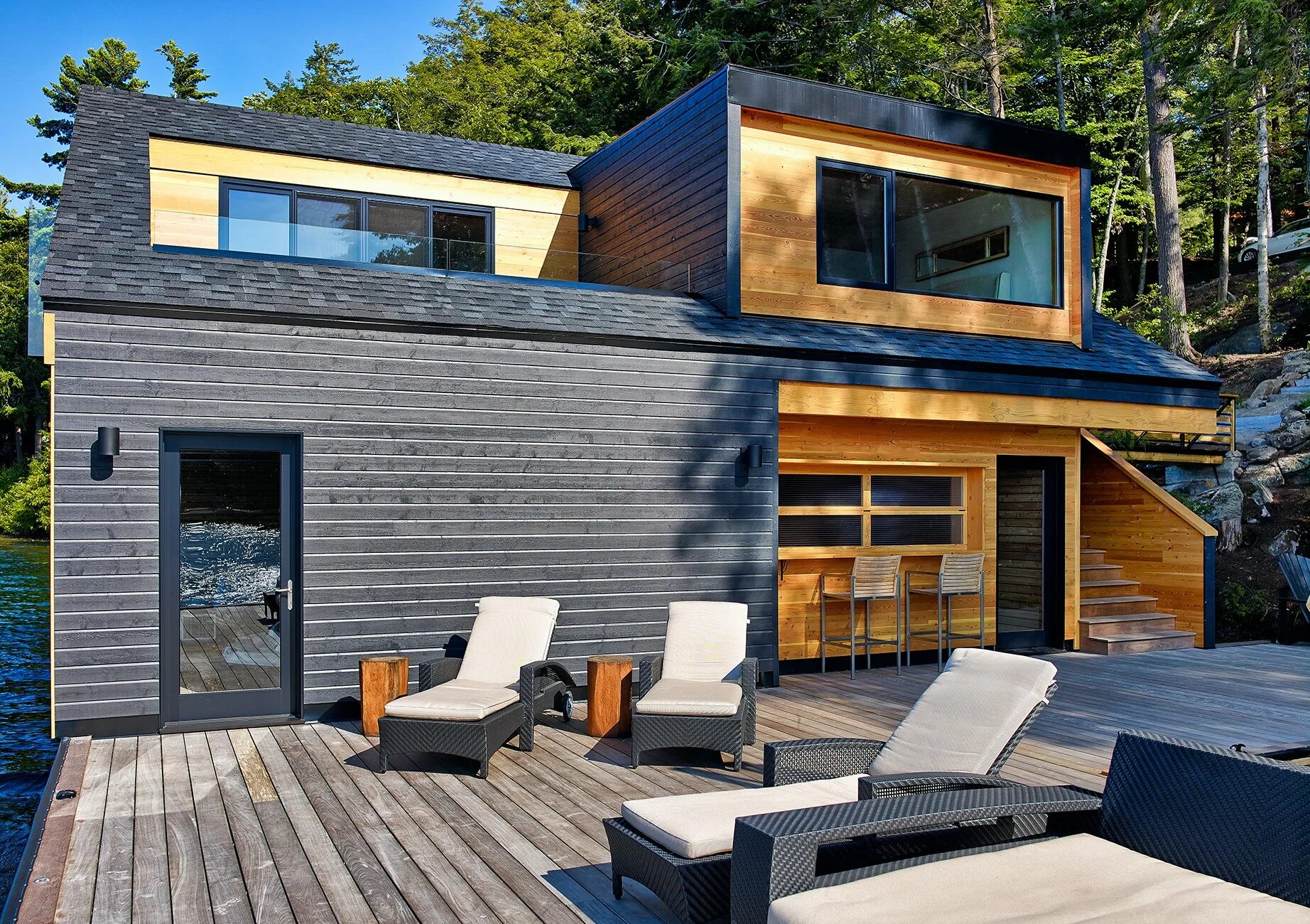 современный загородный дом. дом с односкатной крышей в стиле лофт. дача современный стиль. дом в стиле барнхаус скандинавия. фахверк планкен.