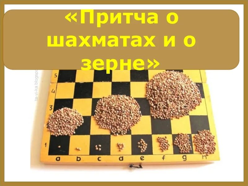 Притча о шахматной доске и зернах. Шахматная доска и рисовое зернышко. Зерна на шахматной доске. Притча про шахматы.