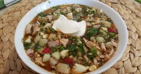 Окрошка с мясом курицы
