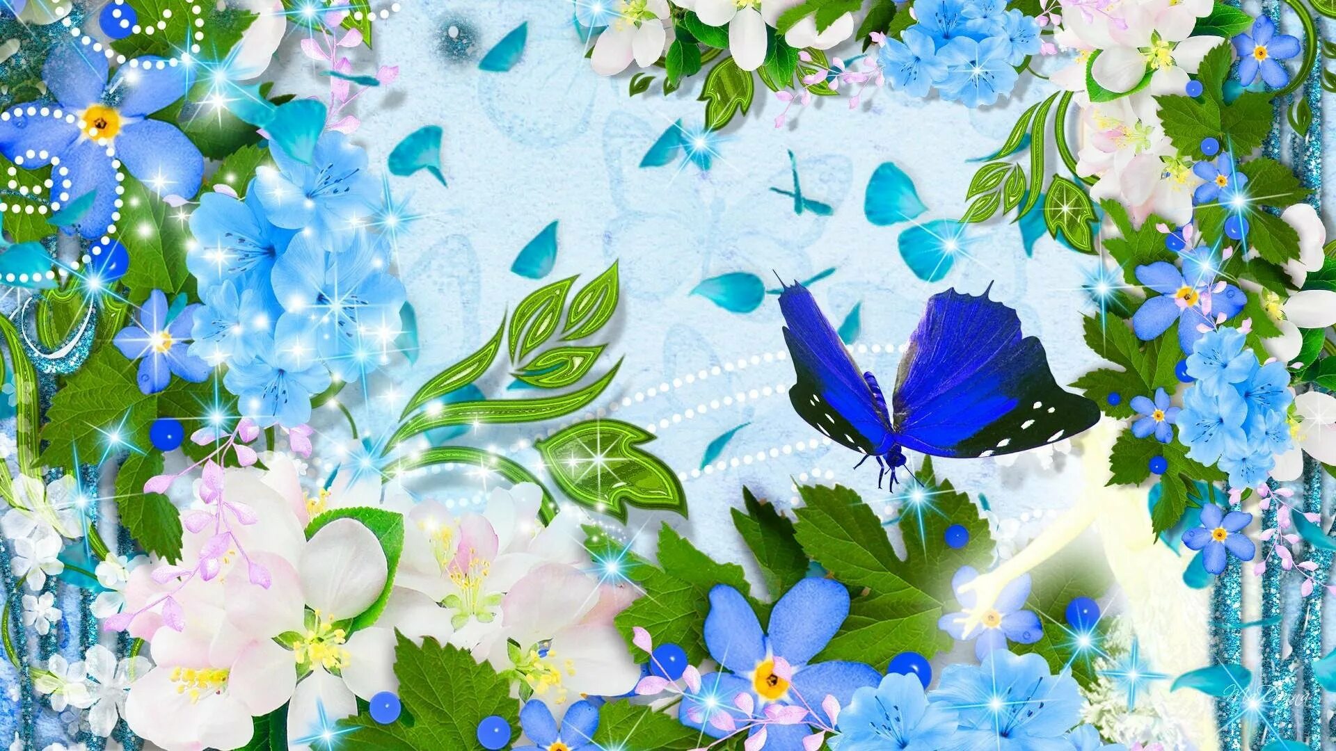 Голубые бабочки фон. Цветочный фон. Фон бабочки. Красивые цветы и бабочки.