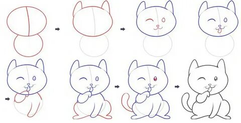 Рисуем котика поэтапно для детей 6 7