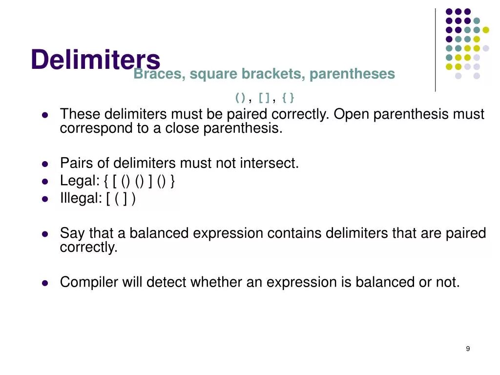 Expression contains. Parentheses or Brackets.