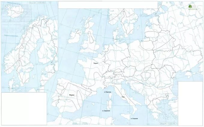 Карта европы 7 класс
