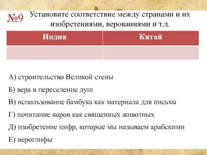 Тест индия и китай в древности 5