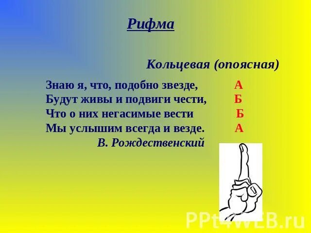 Пример к парному типу рифмовки Рифма наглядное пособие Корпорация Российский учебник (издательство Дрофа