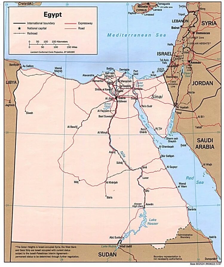 Политическая карта Египта. Полная карта Египта. Расположение Египта на карте.