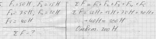 Сила пятьдесят. Силы 50н 15н 75н 20н и 40н приложены к одной точке. Равнодействующая сила решение задач 7 класс.