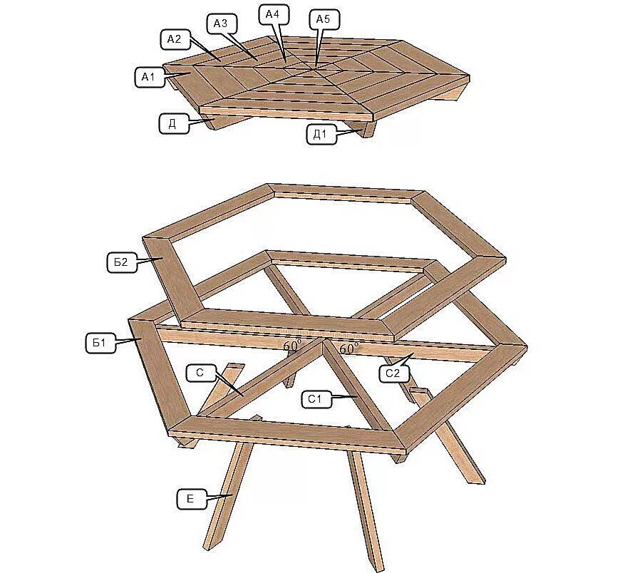 Как собрать круглый стол. Стол для пикника Octagon чертежи. Раскладной журнальный столик своими руками из дерева схемы. Шестигранный стол в беседку. Шестиугольный стол в беседку.