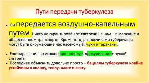 Основные пути передачи туберкулеза тест