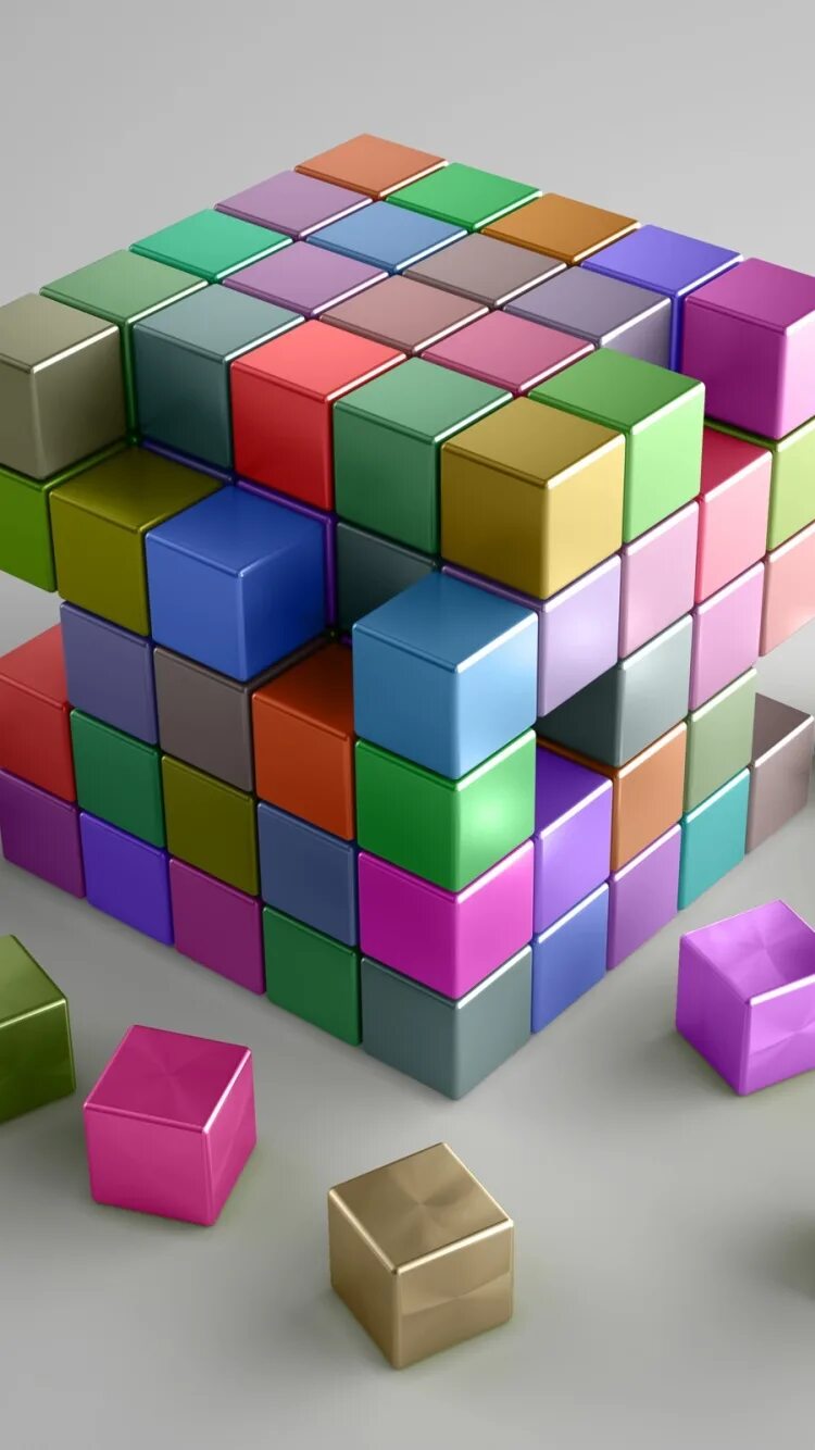 Разноцветные кубики. Куб. 3д куб. Обои 3д кубики.