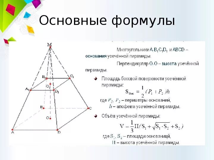 Формулы пирамиды геометрия 10 класс