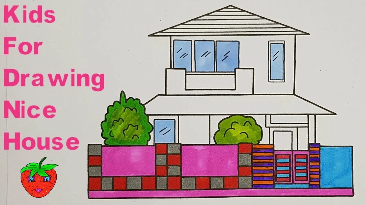 House for Kids. Draw a House for Kids. A House for Kids colored. Draw the House по цветам.