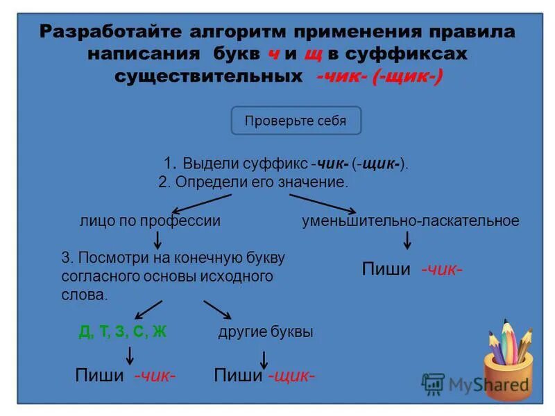 Правописание суффиксов чик щик имен существительных презентация