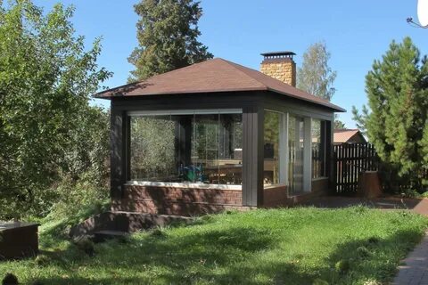 Беседка с мангальной из кирпича закрытая
