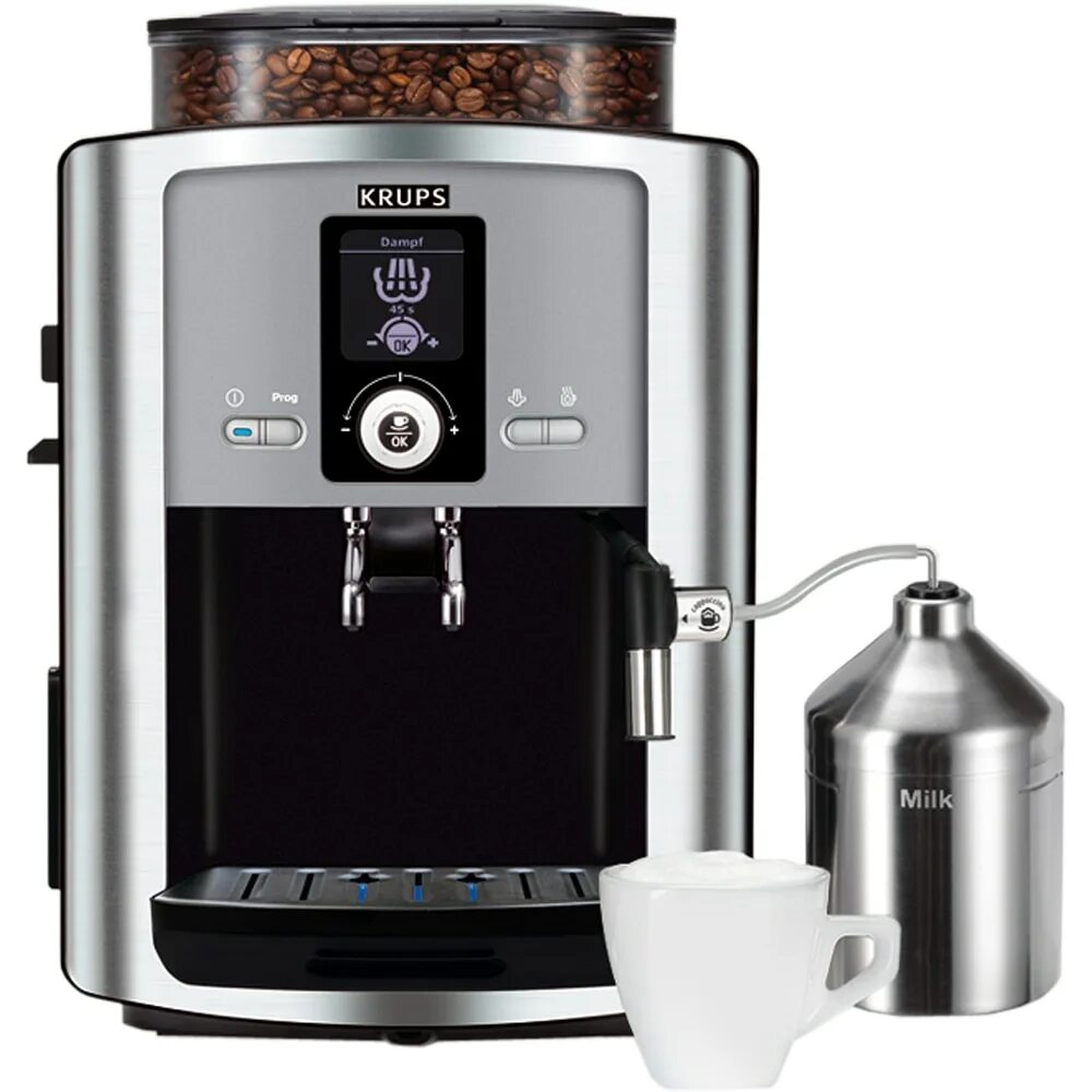 Зерновые кофемашины купить. Кофемашина Krups ea8050. Кофемашина Krups ea8050 Compact Espresseria. Krups ea815e70. Капучинатор кофемашины Krups xs6000.