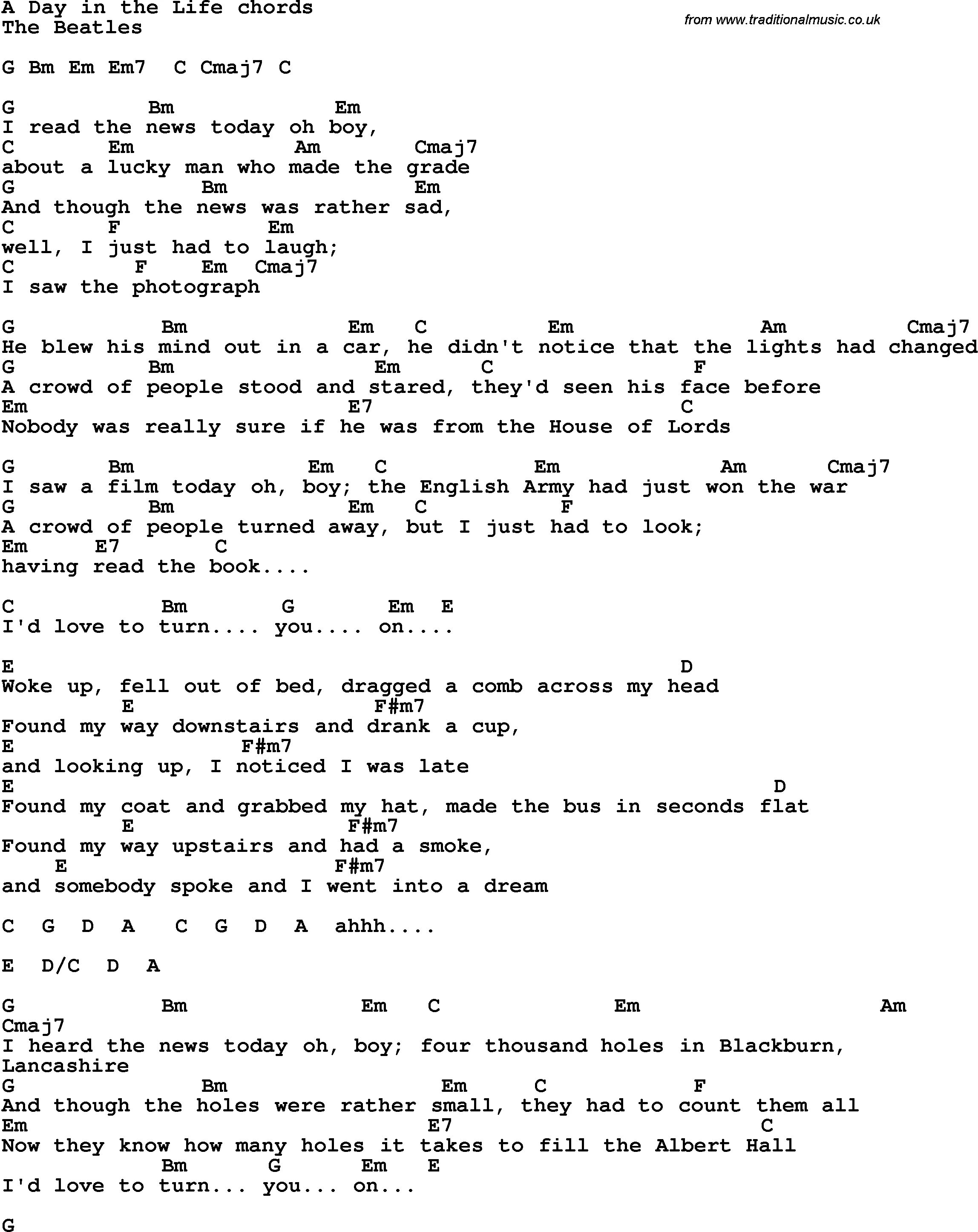 Слова май лайф. A Day in the Life the Beatles. A Day in the Life of Simon Carrot перевод. The Day in the Life of перевод. A Day in the Life the Beatles аккорды.