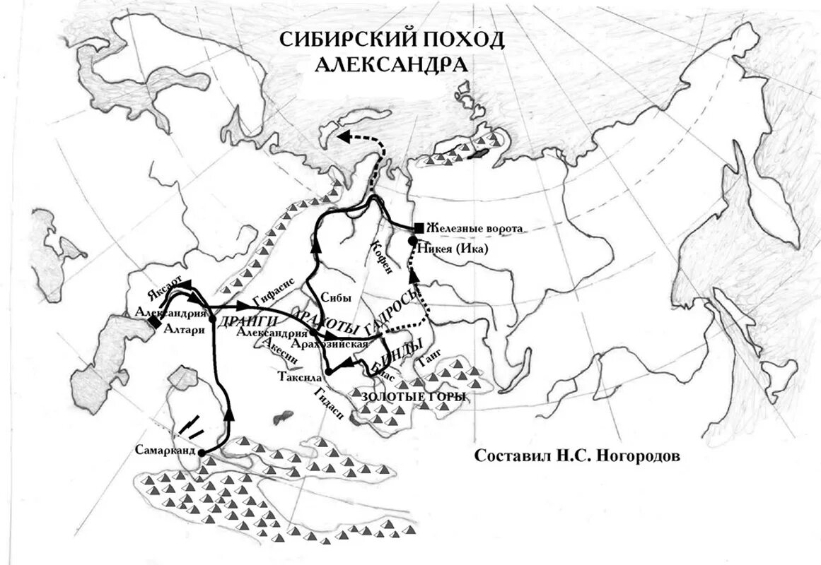 Карта северного похода. Сибирский поход.