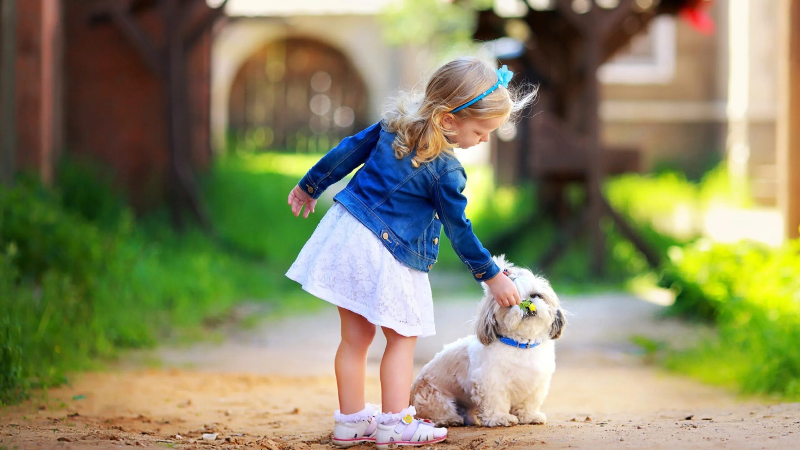 Девочка с собакой. Для детей. Животные. Позитивные фото. Прогулки с малышом.