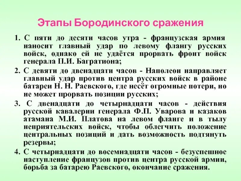 Бородинская битва дата начала