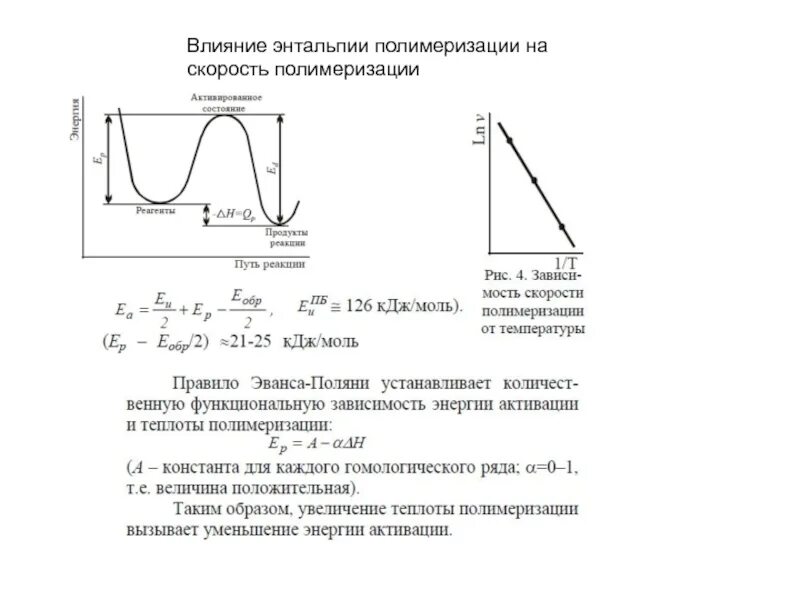 Скорость полимеризации. Температура полимеризации. предельная температура полимеризации. верхняя предельная температура полимеризации. энтальпия полимеризации.