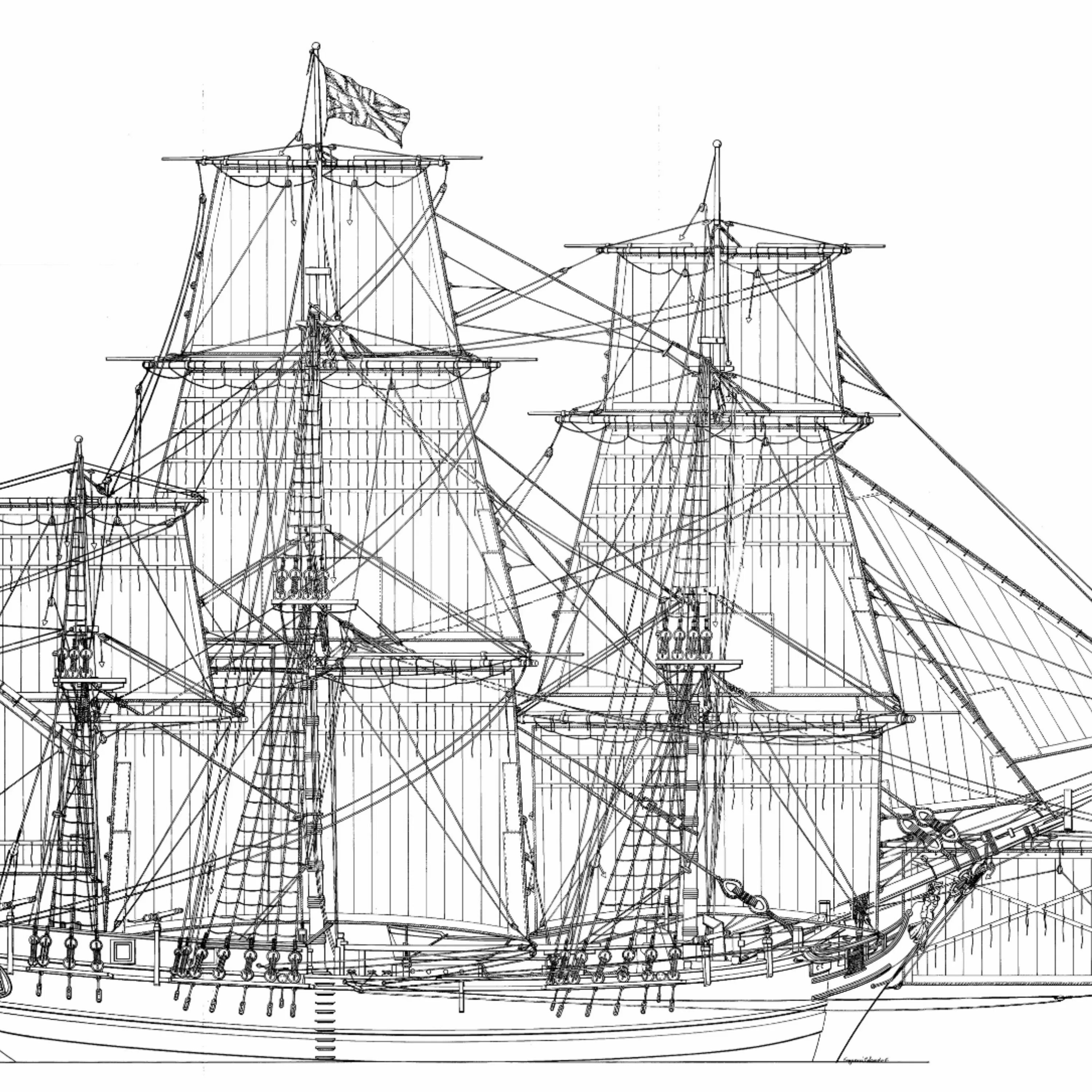 Чертеж корабля HMS Bounty. HMS Bounty чертежи. HMS Bounty 1787 чертежи. Фрегат чертеж