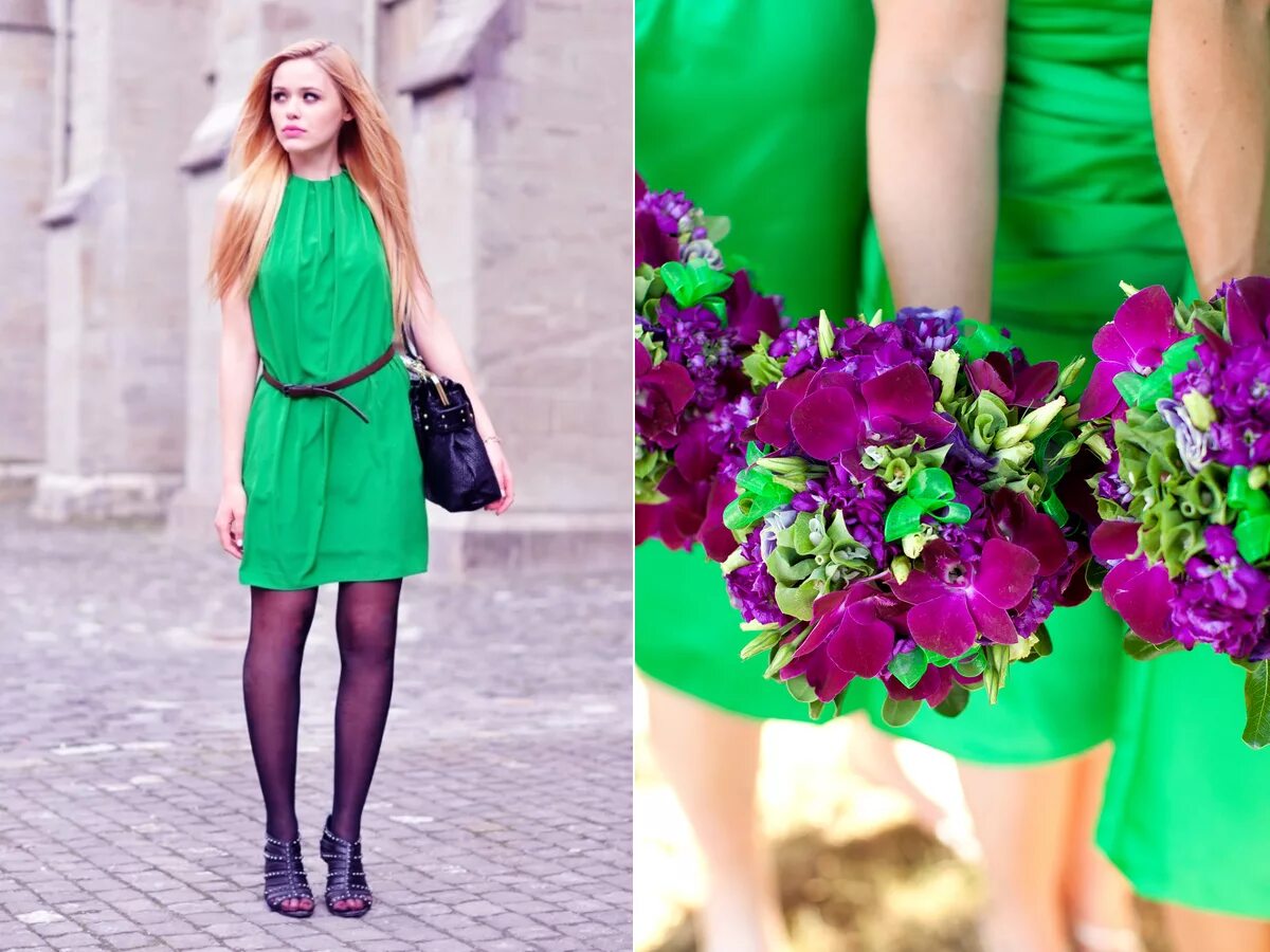 Сочетание зеленого платья. С каким цветом сочетается зеленое платье. Сочетание серого и зеленого в одежде. Сочетание зеленого в одежде. Сочетание цветов в одежде зеленый.