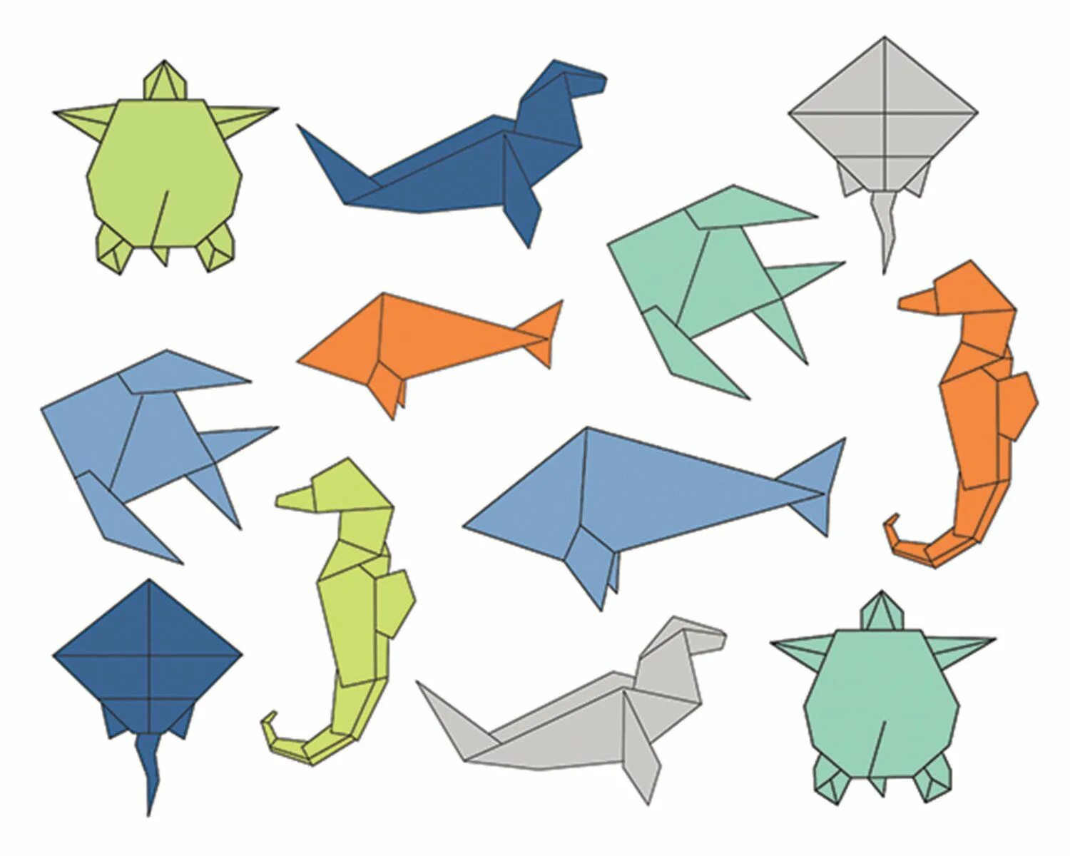 Оригами морских животных. Морское оригами. Оригами морские обитатели. Морские жители оригами для детей.