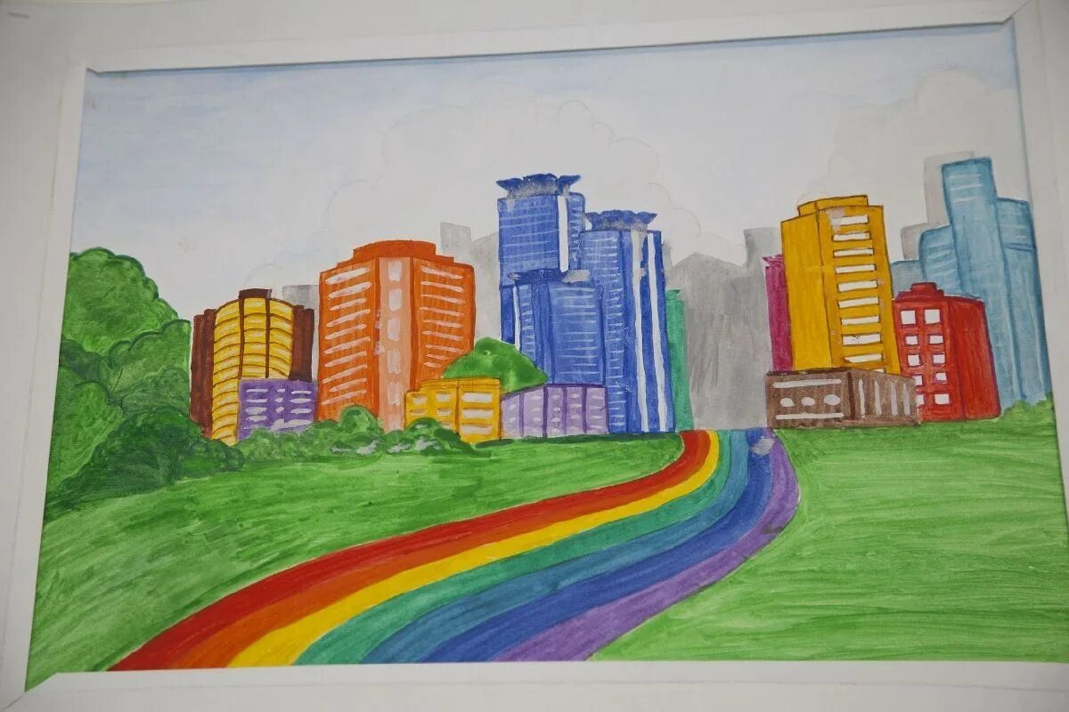 Рисунок гррлда. Детские рисунки города. Современный город рисунок. Рисование мой город.