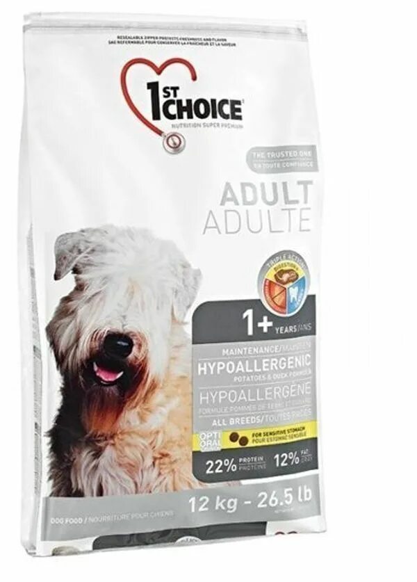 Кормы choice собаки. 1st choice Hypoallergenic all Breeds. Корм для собак 1st choice гипоаллергенный. 1st choice собаки гипоаллергенный утка с картофелем. 1st choice Hypoallergenic all Breeds для собак, гипоаллергенный, с уткой, 4.5 кг.