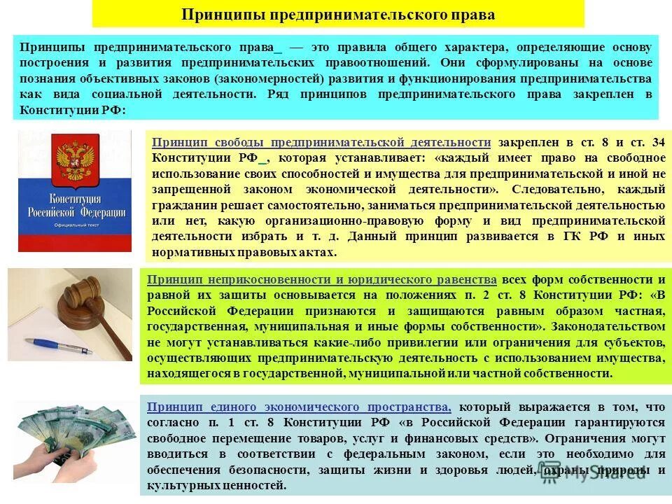 Запрещенная в рф экономическая деятельность. Предпринимательское право принципы.