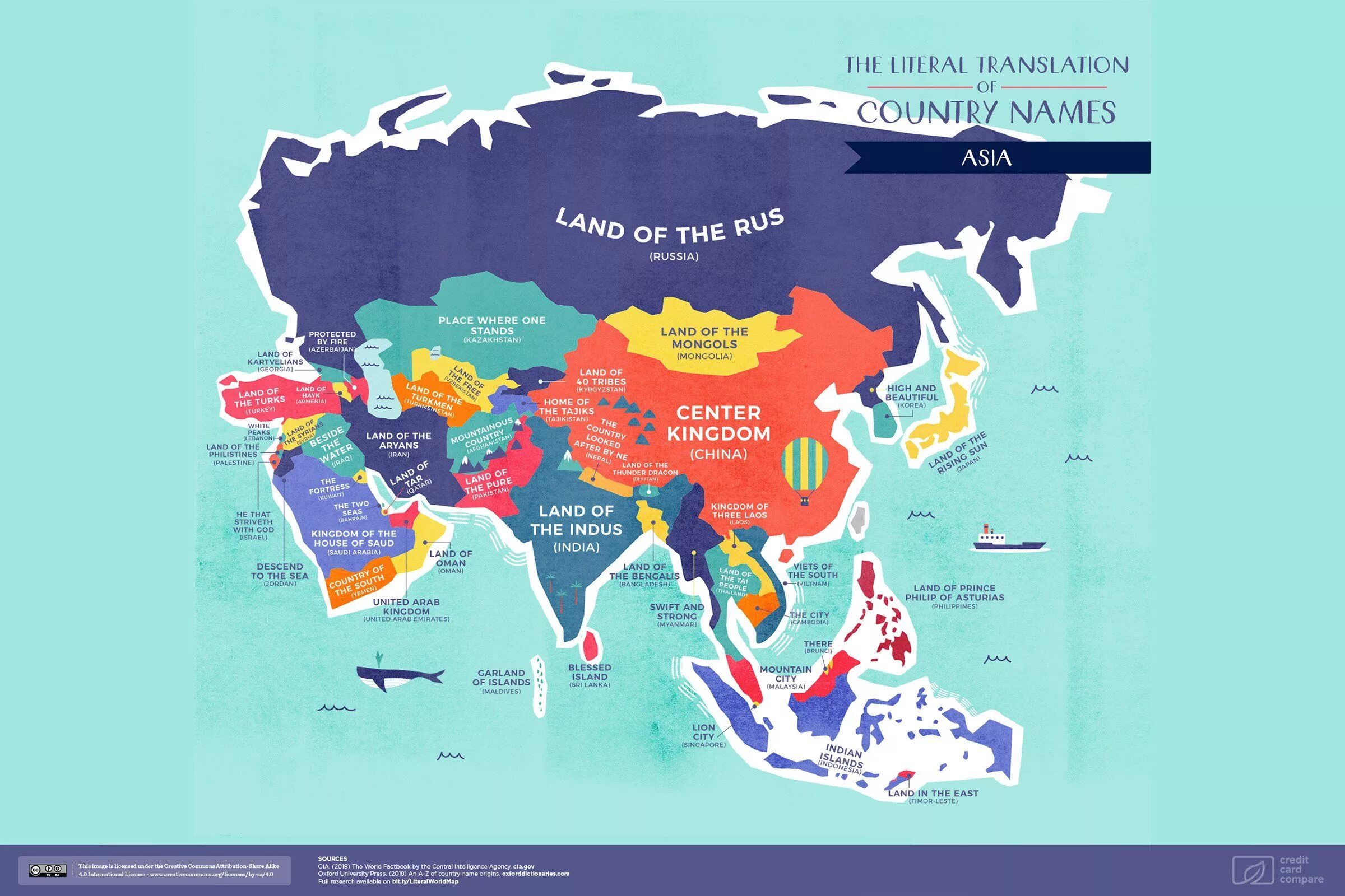Asia name. Карта стран.