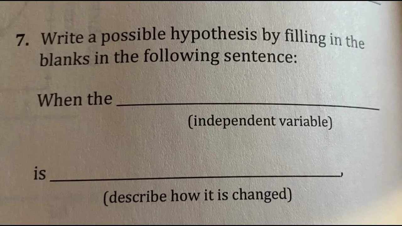 Fill in the following sentences. Independence sentence.