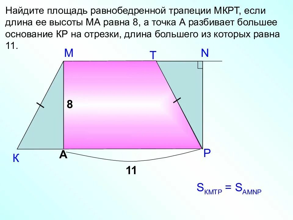 Как площадь равнобедренной трапеции. Площадь равнобокой трапеции формула. Площадь равнобедренной трапеции формула. Формула нахождения высоты трапеции равнобедренной. Диагональ трап