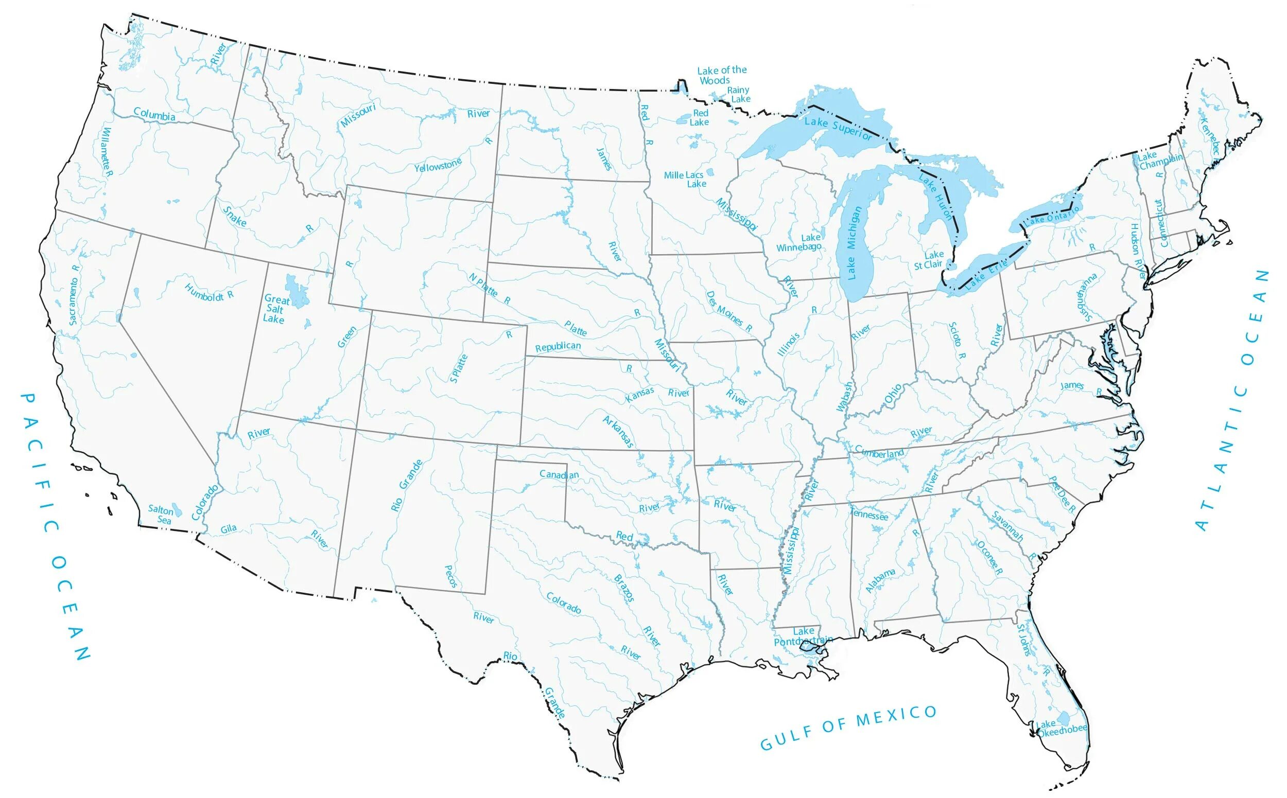 The largest rivers in the usa